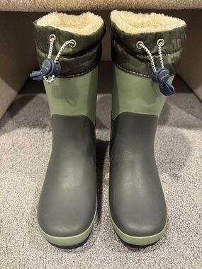 Joules Olive & Dark Green Kids Cozy Insulated Rain Boots
